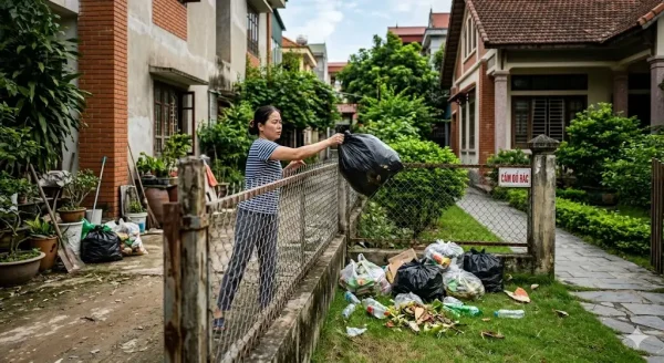 Bị hàng xóm đổ rác sang đất mình, xử lý sao?
