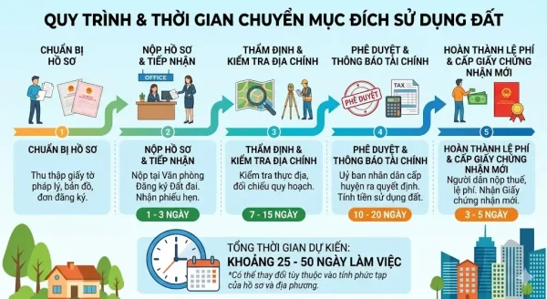 Chuyển mục đích sử dụng đất mất bao lâu?