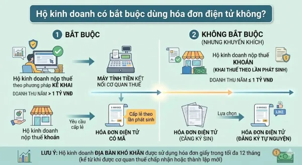 Hộ kinh doanh có bắt buộc dùng hóa đơn điện tử không?