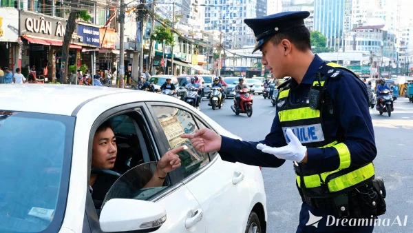Hết hạn đăng kiểm chạy tiếp bị xử lý thế nào? 1 dreamina 2026 05 20 4652 Tranh minh hoa ky thuat so canh sat gia