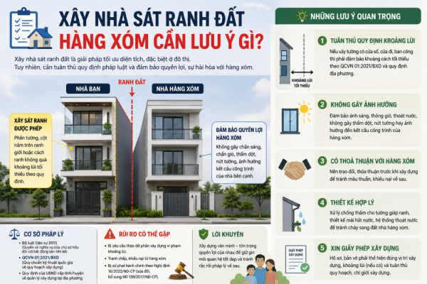 Xây nhà sát ranh đất hàng xóm cần lưu ý gì?