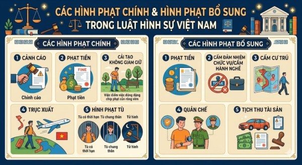 Các hình phạt chính và hình phạt bổ sung trong luật hình sự?